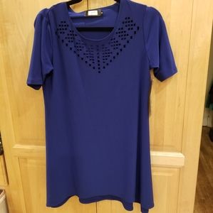 Sympli Canada Deco Tunic Top Blue SZ 6 NWT